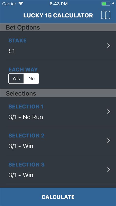 ew lucky 15 calculator|Lucky 15 bet calculator » Calculate your Lucky 15 bet for free 2024.